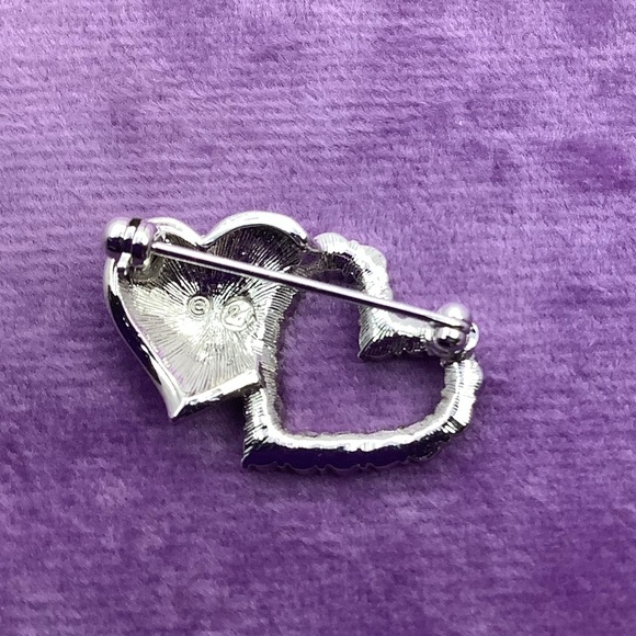 Swarovski Silver Double Heart Brooch - Picture 4 of 9